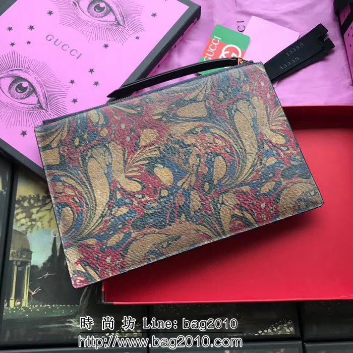 GUCCI古馳 歐洲正品原單 藍色塗鴉金絲貓圖案 女士手包 516928 藍塗鴉 WTG1576
